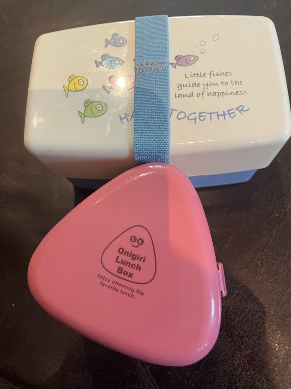 Onigiri Lunch Box Set with Blue Strap and Pink Onigiri Case
